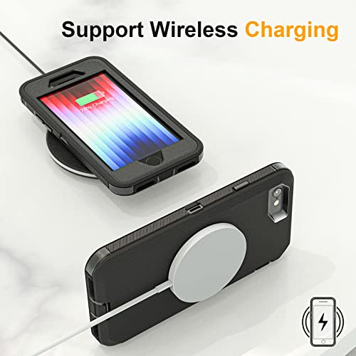 jaroco for iPhone SE Case 2022/2020/3rd/2rd,iPhone 8/7 case [Shockproof] [Dropproof] [Military Grade Drop Tested] with Non-Slip Removable Heavy Duty Full Body Phone Case 4.7 Inch-Black