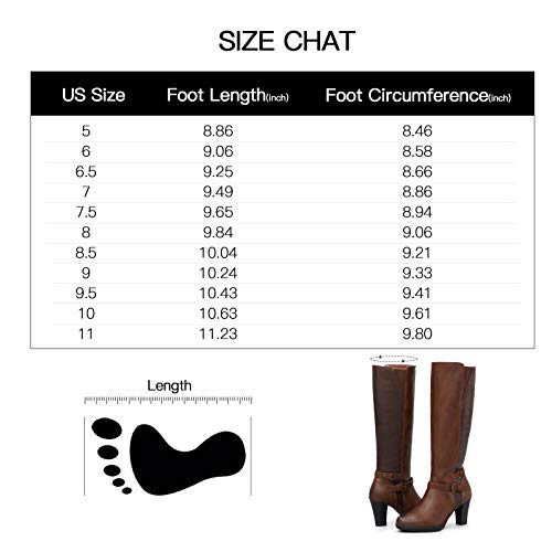 mysoft Women's Knee High Boots Chunky Heel Boots with Zipper