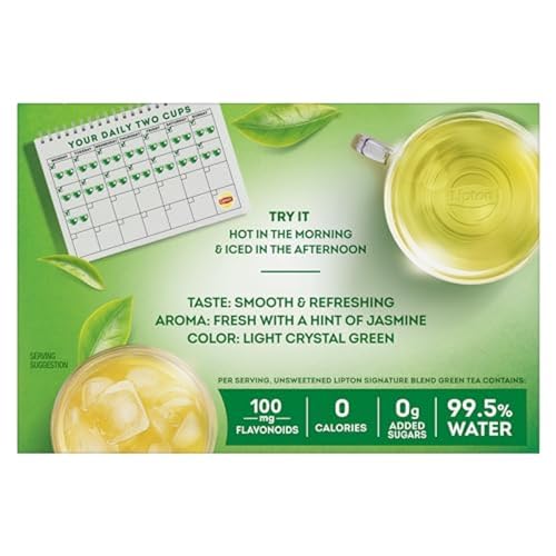 Lipton Signature Blend Green Tea Bags, Unsweetened Teabags for Hot Tea or Iced Tea with Caffeine and Flavonoids, 240 Total Tea Bags (40ct - Pack of 6)