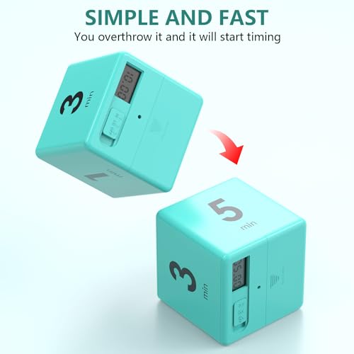 Cube Timer,Pretmess Gravity Flip Kitchen Timer for Time Management and Countdown Settings 1-3-5-10 Minutes