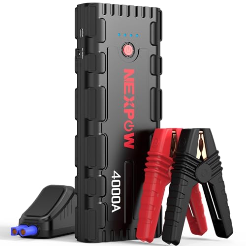 NEXPOW G17 S40 Car Jump Starter PD60W Quick Charge, 4000A Peak Jump Starter Battery Pack (All Gas Up to 10.0L Diesel Engine), 12V Lithium Jump Box, Auto Portable Battery Booster Pack with LED Light