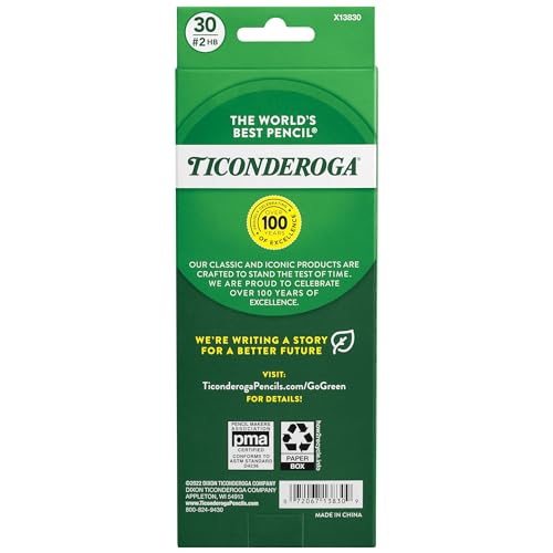 Ticonderoga Wood-Cased Pencils, Pre-Sharpened, 2 HB Soft, Yellow, 30 Count, 6 Packs/180 Count Total