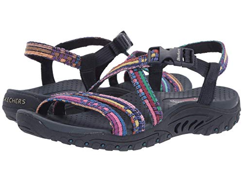 Skechers Women's Reggae-Sew Me-Boho Woven Strappy Slingback Sandal, Taupe Multi, 10