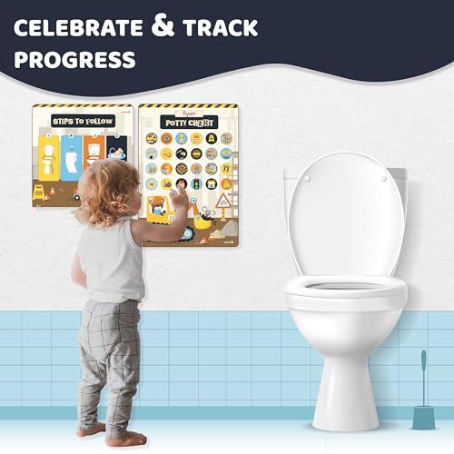 jackinthebox Construction Potty Training Sticker Charts for Toddler Boys & Girls, 100+ Glitter Stickers, 320+ Printed Stickers, Achievement Certificate, Potty Training Kids Reward Chart