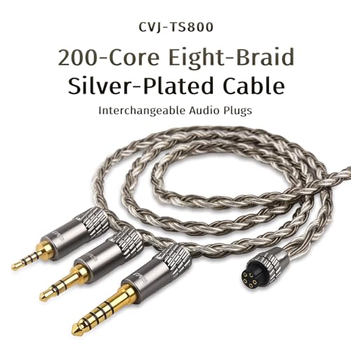 FAAEAL CVJ Earphone Upgrade Cable with 2PIN 0.78mm,OFC Silver-Plated Headphone Wire,2.5/4.4/3.5mm Swappable Plug Earbuds Line for BLON TANGZU 7HZ Kinera Celest Pandamon (0.78mm+2.5/3.5/4.4mm Plugs)