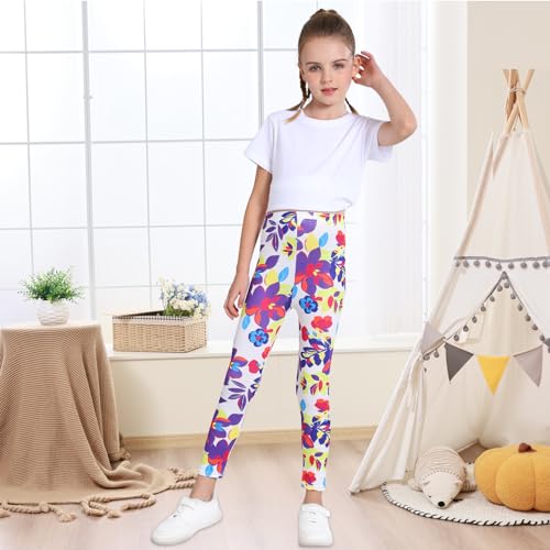 boruizhen 3 Pack Girls Printed Leggings Toddler Stretchy Ankle Length Pants Leggings for Kids in 2t to 11 Years