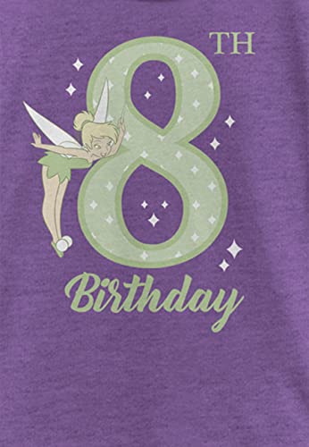 Disney Tinker Bell Tink 8th Birthday Girl's Heather Crew Tee, Purple Berry, X-Small