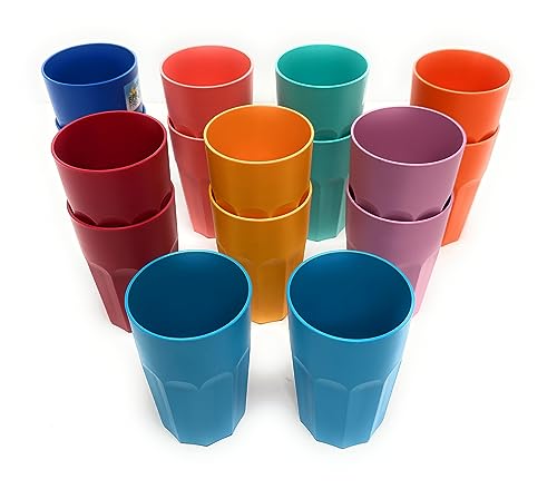 Mintra Home Unbreakable Cups and Tumblers 4pk (Bold Collection) (Turquoise, Cup 230ml (7oz) - 3.125inH x 2.875inW