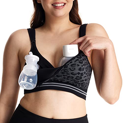 Momcozy Seamless 4-in-1 Pumping Bra Hands Free, CozyFitClasp Pumping & Nursing Bras, Supportive Breast Pump Bra