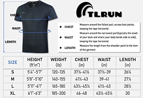 TLRUN Men's Ultra Lightweight Running Shirts, Dry Fit Marathon Top Tee, Cool Short Sleeve Athletic T-Shirts(Small, Black)