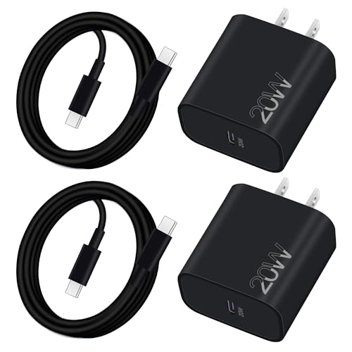 USB C Charger, 2-Pack 20W Type C Fast Wall Charger Block Power Adapter for iPhone 15/15 Plus/15 Pro/15 Pro Max, iPad Pro 12.9/11 inch, iPad Air 5/4th, iPad 10th with 6FT USB-C to USB-C Cable (Black)