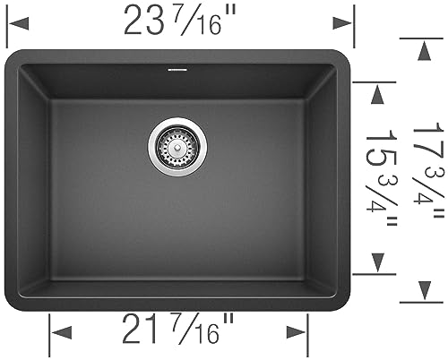 BLANCO 522258 Precis 24" Single Bowl-Anthracite Sink, 23.44" L X 17.75" W for 27" Cabinet