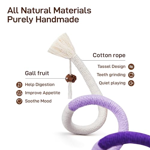 Potaroma 3Pcs Cat Toys Chew Ropes with Refillable Organic Catnip, Safe Teeth Cleaning Toy for Indoor Kittens, Interactive Cat Nip Kitty Toys for All Breeds 7.8 Inches