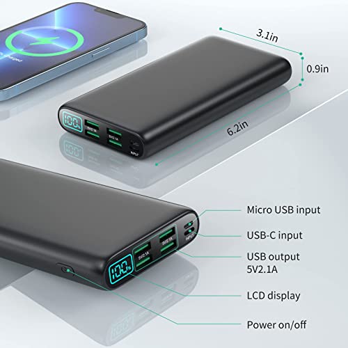 Portable Charger 38800mAh,LCD Display Power Bank,4 USB Outputs Battery Pack Backup, USB-C in&out Dual Input Phone Charging Compatible with iPhone 15/14/13 Pro Max/12,Android Samsung Galaxy Pixel Nexus