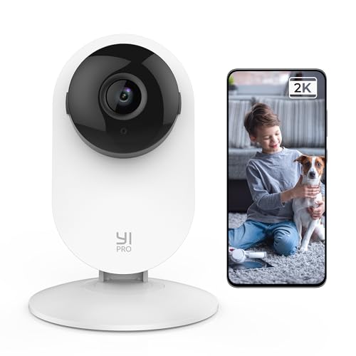 YI Pro 2K Home Security Camera, 2.4Ghz Indoor Camera with Person, Vehicle, Animal Smart Detection, Phone App for Baby, Pet, Dog Monitoring, Works with Alexa and Google Assistant