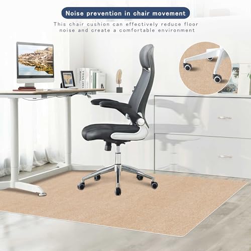 Office Chair Mat for Hardwood Floor HAODEMI Tile Non-Slip Office Computer Chair Mat for Rolling Chair Easy Clean and Flat Without Curling Anti-Slip,Beige(48"*36")