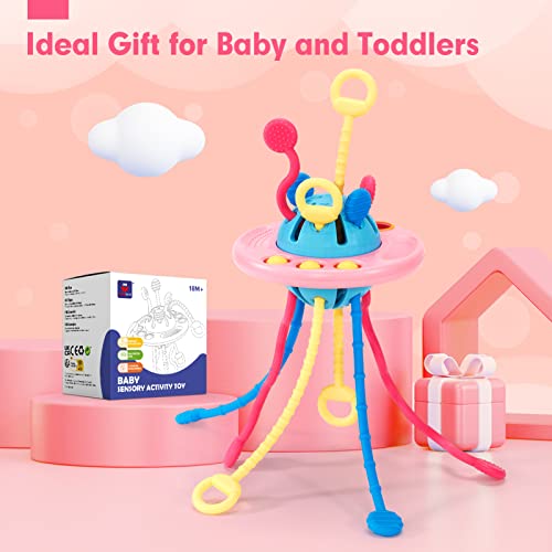 Montessori Toys - Silicone Pull String Baby Sensory Toys for Toddlers - Toddler Travel Toys for Girl 18M+