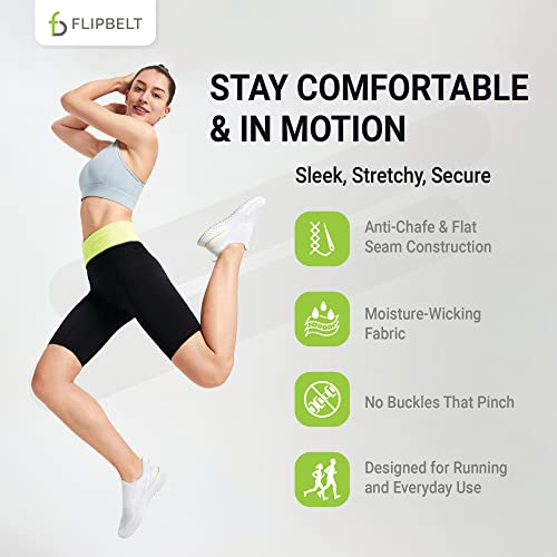 FlipBelt Reflective Running Belt Reflective Neon Yellow, Medium