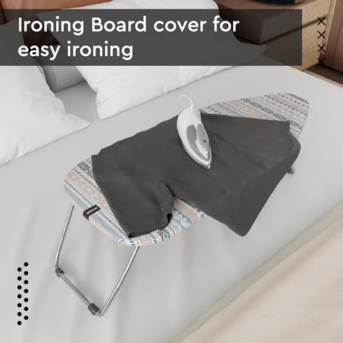 Encasa XO Ironing Board Cover and Pad 42"x14" - Thick 3mm Felt Padding, Drawstring Tightening & Lock, Easy Fit, Scorch & Stain Resistant, Fits Medium Ironing Board - Zig Zag Peri