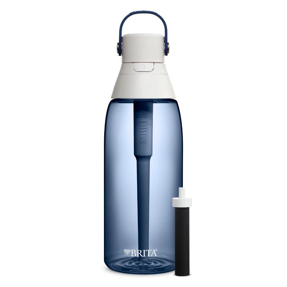 Brita Hard-Sided Plastic Premium Filtering Water Bottle, BPA-Free, Replaces 300 Plastic Water Bottles, Filter Lasts 2 Months or 40 Gallons, Includes 1 Filter, Kitchen Accessories, Night Sky - 36 oz.