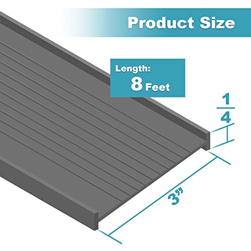 3" Garage Door Bottom Seal Weatherstrip in Grey - 1/4" T Style - All Widths (8' Wide Door)