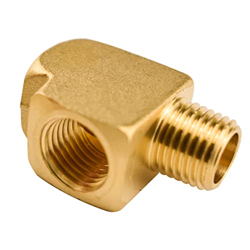 Brass Tee Pipe Fitting, ZESE 2 PCS 1/4" NPT Female to 1/4" NPT Female to 1/4" NPT Male Brass Barstock Street Tee Pipe Adapter