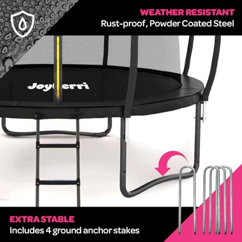 Trampoline for Kids and Adults - 8Ft 10Ft 12Ft 14FT Trampoline with Net - with Bonus Sprinkler and LED Lights/ASTM Certified/Extra Sturdy Recreational Outdoor Trampolines