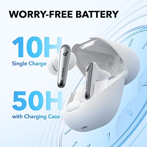 soundcore by Anker Liberty 4 NC Noise Cancelling Earbuds, 98.5% Noise Reduction, Adaptive Noise Cancelling to Ears and Environment, Hi-Res Sound, 50H Battery, Wireless Charging, Bluetooth 5.3