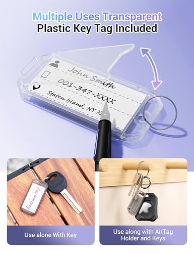 PROfezzion 1 Pack 2-in-1 Secure AirTag Holder Hard Shell Case with Key Rings, Key Tag, Metal Wire Cable, Allen Wrench and Spare Screws for Keychain, Dog Collar, Luggage Bag, Backpack & More - Black