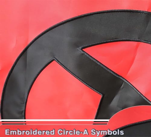 Premium Anarchist symbolism Flag 3x5 Ft Large,Embroidered Circle-A Symbols|Quadruple Stitched Fly Ends|Anarchism Punk Movement Official Anarchy Flags House Decoration Banner