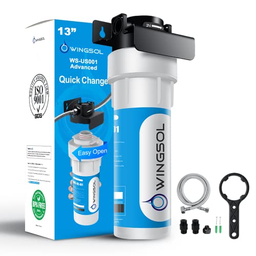 𝗪𝗜𝗡𝗚𝗦𝗢𝗟 Under Sink Alkaline Water Filter, Improves pH and Taste, 5-in-1 Function Reduces Heavy Meatal, Chlorine, PFAS, PFOA/PFOS, Odor, Sediment, NSF/ANSI 53&42 Certified Water Filter System