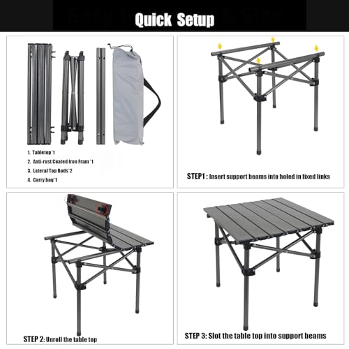 Opliy Folding Camping Table,Portable Table for 1-2 Persons -Collapsible Table Lightweight with Carry Bag for Camping, Hiking, Picnics, BBQs, Beach Trips & Tailgating(16.5 inch).