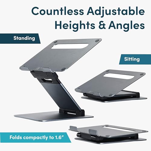 Ergonomic Laptop Stand For Desk, Adjustable Height Up To 20", Laptop Riser Portable Computer, Laptop Stands, Fits All MacBook, Laptops 10 15 17 Inches, Pulpit Laptop Holder Desk Stand