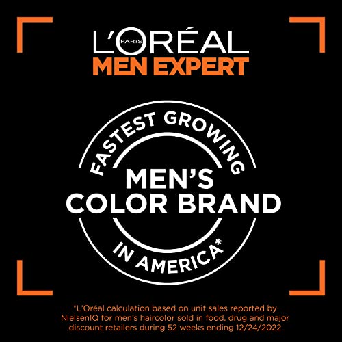 L’Oreal Paris Men Expert One Twist Mess Free Permanent Hair Color, Mens Hair Dye to Cover Grays, Easy Mix Ammonia Free Application, Real Black 02, 1 Application Kit