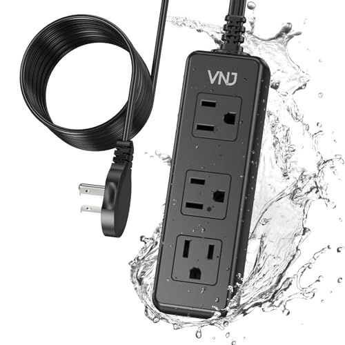 Outdoor Power Strip Weatherproof, 6 FT Outdoor Extension Cord 3 Outlets 1875W Overload Protection, Shock Prevention Surge Protector Power Strip for Kitchen Patio Christmas Lights, Black