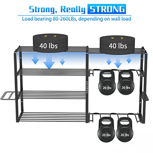 ZEAKOC 5-Layer Tool Shelf, 16.5"x7.8"x7.0" Carbon Steel, Easy to Install, Holds 80-260 lbs, 20 lbs Load Capacity per Shelf, 1.57" Spacing, 6 Drill Holder, 1PK