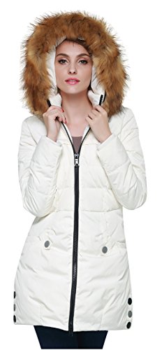 Orolay Women's Down Jacket with Faux Fur Trim Hood Beige XS