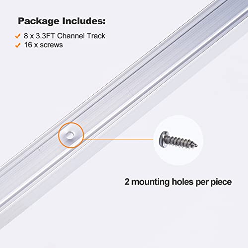 Shine Decor 3.3FT/1M Aluminum Track Channel Mounting Bracket, for 8x16mm and 7x14.5mm LED Mini Neon Rope Lights, Pack of 8