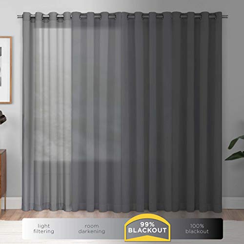 Eclipse Kendall Solid Textured Blackout Thermal Insulated Lining Grommet Window Curtain for Bedroom (1 Panel), 42 in x 84 in, Black
