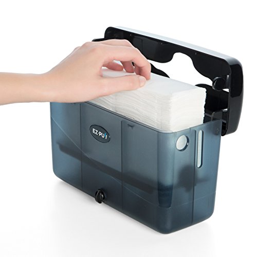 EZbrnd Countertop SLIMFOLD Hand Towel Dispenser for Kitchen/Bathroom/Office/RV/Airbnb, Guest Towel Holder, Pearl Black