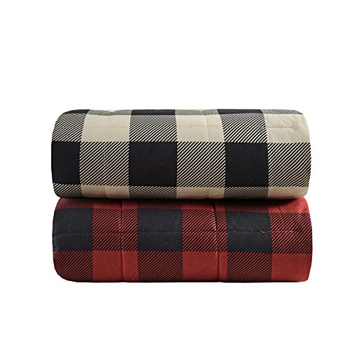 Woolrich Oversized Reversible Throw Blankets Premium Diamond Quilting, Cabin Lifestyle, Soft, Cozy Spun with Sherpa Reverse Cover for Couch, Bed and Office, 50x70, Anderson Grey
