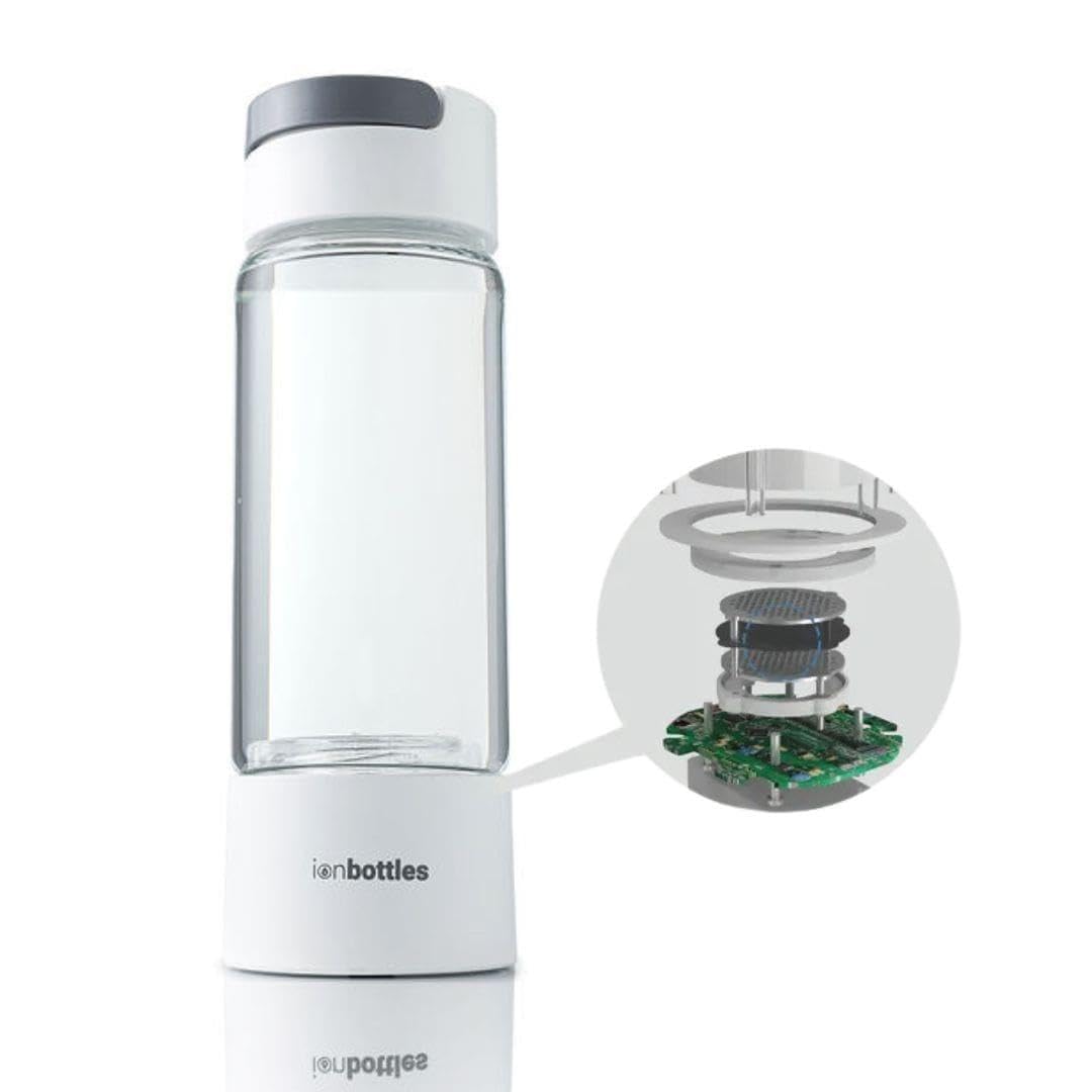 IonBottles Pro Hydrogen Water Bottle – 3.0 PPM H?, Rechargeable, Portable, BPA-Free, 14 oz Glass Bottle, Molecular Hydrogen Generator USB C Rechargeable