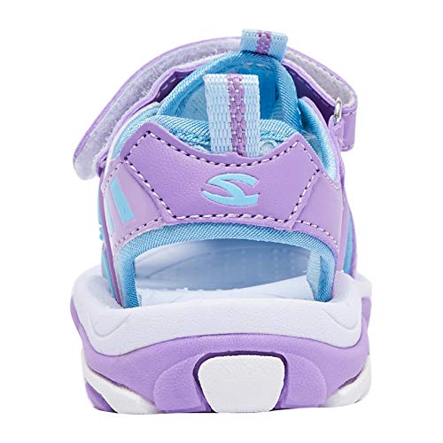 BODATU Girls Summer Outdoor Beach Sports Closed-Toe Sandals Blue/Purple, 12 Little Kid