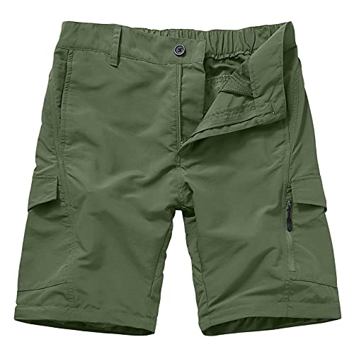 Mens Hiking Pants Convertible Quick Dry Zip Off UPF Lightweight Fishing Travel Camping Safari Pants,Army Green,30