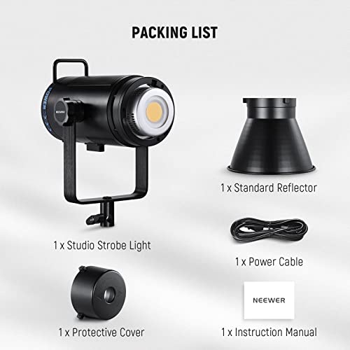 NEEWER CB200B 210W LED Video Light with 2.4G/APP Remote Control, All Metal Bi Color COB Continuous Output Lighting with Bowens Mount 90000Lux/1m 2700K-6500K CRI/TLCI97+ 12 Effects for Video Recording