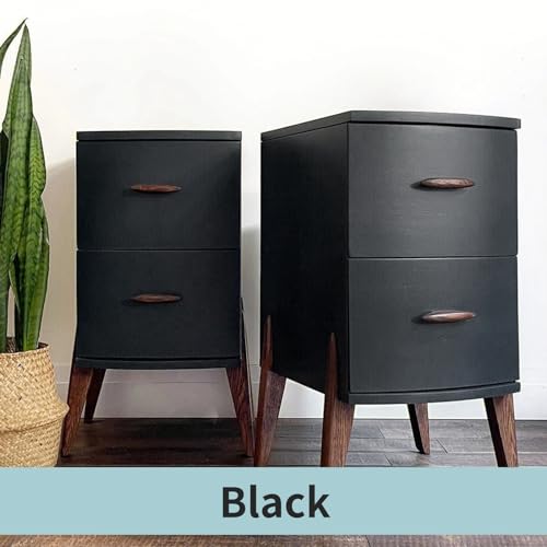 SIX FOXES Matte Chalk Paint Furniture Paint Kit (With Tools) - [35Oz, licorice black] 50-55sq.ft/Twice. Water-Based, Non-Toxic & Odorless of Wood Paint, for Cabinets, Doors, Tables, Easy to Apply
