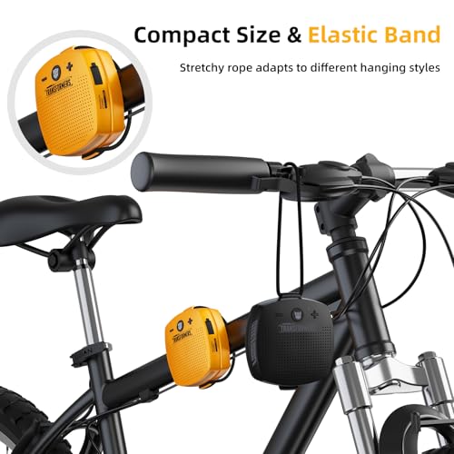 Bluetooth Speakers Wireless Deep Bass Small Waterproof Bluetooth Speaker with Lanyard Shower Speaker Bluetooth 5.4 IPX5 TWS Built-In Mic for Bike Floating Mounted Bathroom Outdoor Speaker(Black)