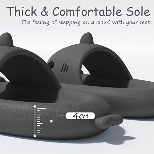 rosyclo Shark Slides for Women and Men, Cute Cloudy Shark Slippers Adult Summer Soft Lightweight Anti-Slip Thick Sole Open Toe Beach House Baby Cloud Cushion Pillow Slide Sandals for Indoor & Outdoor,