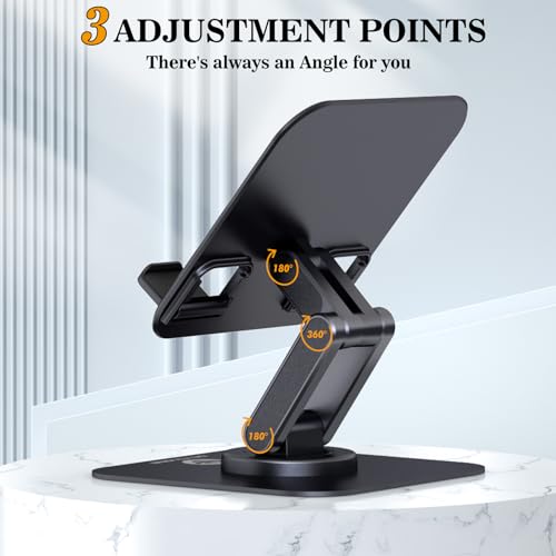 OCYCLONE for iPad Stand 360 Rotating, Adjustable Tablet Stand for Desk, Portable Monitor Tablet Stand Holder Office Accessories Compatible with Kindle 4" - 15.6" Tablet iPad PS iPhone Stand, Black