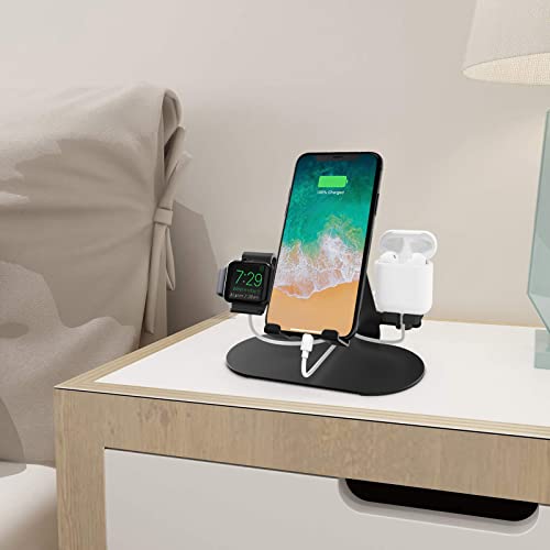 HoRiMe 3 in 1 Aluminum Charging Station for Apple Watch Charger Stand Dock for iWatch Series 4/3/2/1,iPad,AirPods and iPhone Xs/X Max/XR/X/8/8Plus/7/7 Plus /6S /6S Plus（Black） (01)